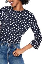 Women's Boden High Neck Flare Cuff Top - Blue
