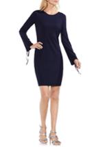 Women's Vince Camuto Lace-up Sleeve Ribbed Dress, Size - Blue