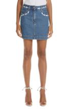 Women's Moschino Dotted Line Denim Miniskirt Us / 42 It - Blue