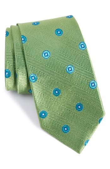 Men's Nordstrom Men's Shop Honeymoon Medallion Silk Tie, Size - Green