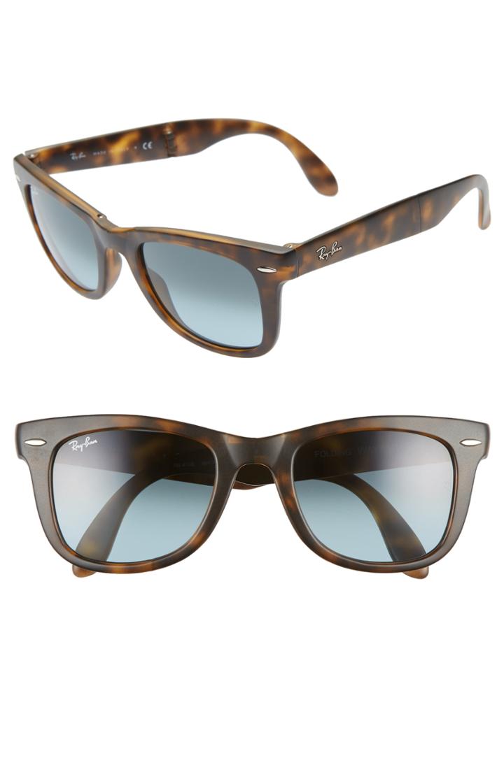 Men's Ray-ban 'folding Wayfarer' 50mm Sunglasses - Matte Havana