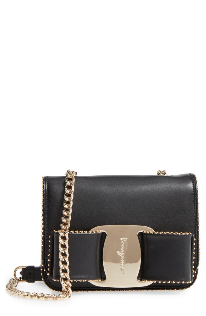 Salvatore Ferragamo Mini Vara Studded Leather Shoulder Bag -