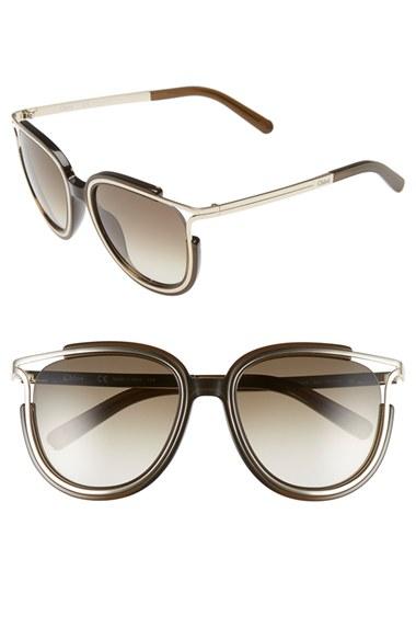 Women's Chloe 'jayme' 54mm Retro Sunglasses - Khaki
