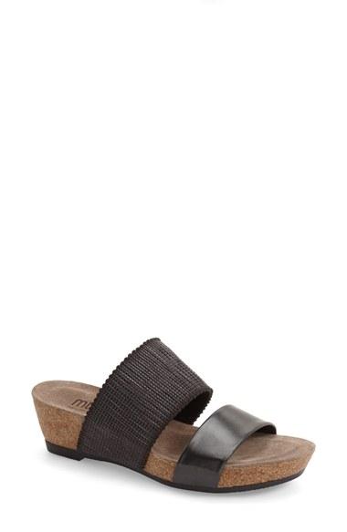 Women's Munro 'riviera' Two Strap Slide Wedge Sandal Ss - Black