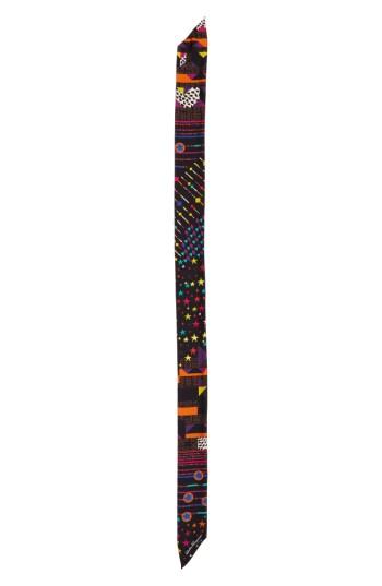 Women's Salvatore Ferragamo Geometries Silk Skinny Scarf, Size - Black