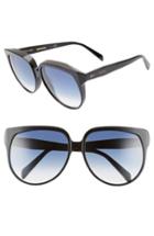 Women's Celine 62mm Special Fit Oversize Cat Eye Sunglasses - Shiny Black/ Blue Gradient