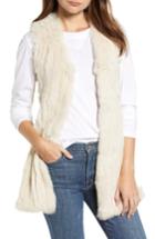 Women's Love Token Genuine Rabbit Fur & Knit Vest - Beige