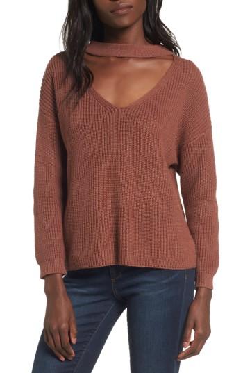 Women's Lost + Wander Madison Cutout Sweater /small - Burgundy