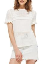 Women's Topshop Ruffle Sleeve Pointelle Knit Sweater