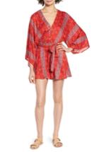 Women's All In Favor Print Romper - Red
