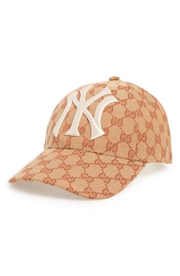 Women's Gucci Ny Gg Canvas Baseball Cap - Brown