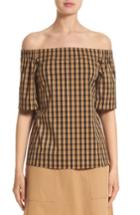 Women's Lafayette 148 New York Livvy Neo Classic Check Blouse - Brown