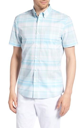 Men's 1901 Trim Fit Plaid Sport Shirt - Blue