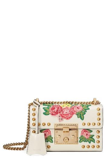 Gucci Small Padlock Embroidered Leather Shoulder Bag - None