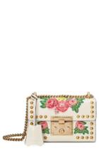 Gucci Small Padlock Embroidered Leather Shoulder Bag - None