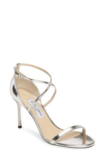 Women's Jimmy Choo 'hesper' Ankle Strap Sandal Us / 40eu - Metallic