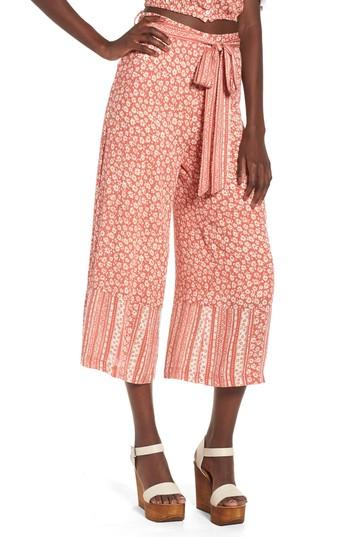 Women's Lost + Wander Sun's Out Tie Waist Culottes - Coral