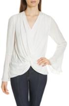 Women's Vince Camuto Ruffle Front Metallic Stripe Blouse
