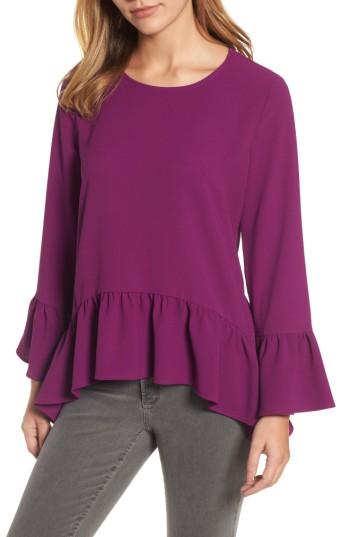 Women's Gibson Ruffle Asymmetrical Blouse, Size - Purple