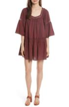 Women's La Vie Rebecca Taylor Lace Trim Gauze Babydoll Dress - Burgundy