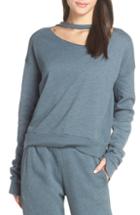 Women's Groceries Apparel Cutout Fleece Sweatshirt - Blue