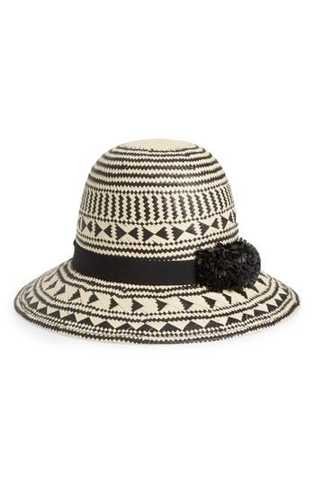 Women's Caslon Two Tone Straw Cloche - Black