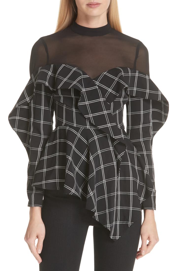 Women's Self-portrait Check Handkerchief Top