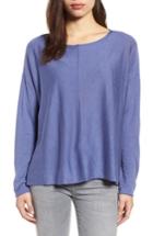 Women's Eileen Fisher Tencel Blend High/low Sweater, Size - Blue
