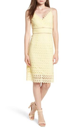 Women's Soprano Lace Body-con Midi Dress - Yellow