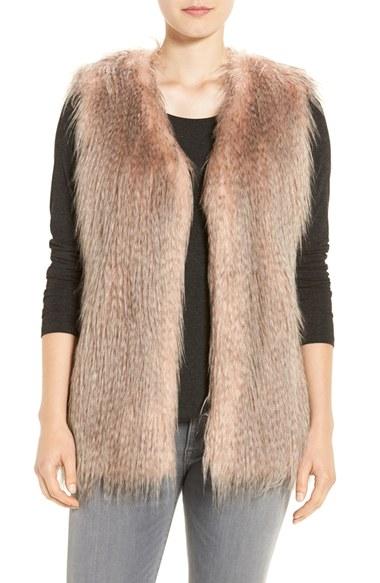 Women's Via Spiga Collarless Faux Fur Vest - Pink