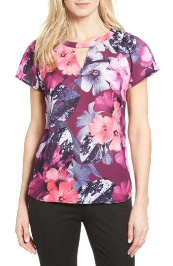 Women's Cece Floral Splendor Keyhole Blouse