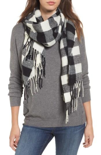 Women's Bp Buffalo Check Scarf, Size - Black