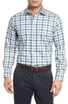 Men's David Donahue Regular Fit Plaid Sport Shirt - Green