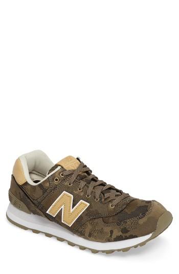 Men's New Balance 574 Camo Sneaker D - Green