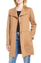 Women's Kenneth Cole New York Envelope Collar Wool Blend Knit Coat - Beige