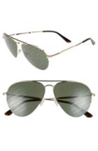 Women's Balenciaga 58mm Aviator Sunglasses - Gold/ Green With Logomania