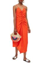 Women's Topshop Star Jacquard Ruched Slipdress Us (fits Like 0) - Red