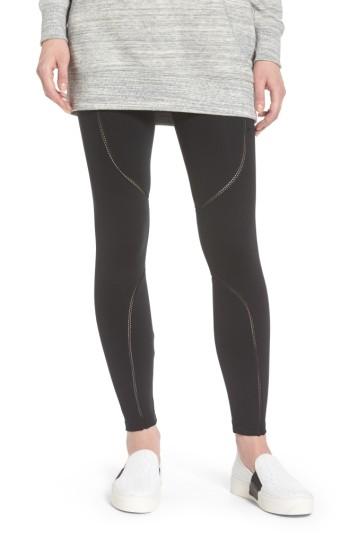 Women's David Lerner High Rise Stitch Leggings - Black