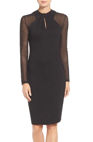 Women's French Connection 'tania Tuck' Mesh Sleeve Sheath Dress