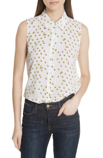 Women's Equipment Colleen Tennis Ball Sleeveless Silk Blouse - White