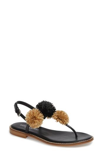 Women's Patricia Green Pompom Thong Sandal M - Black