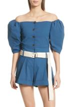 Women's Sea Beckette Puff Sleeve Off The Shoulder Blouse - Blue