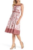 Women's Gal Meets Glam Collection Esme Floral Fit & Flare Dress - Pink
