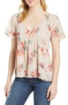 Women's Lucky Brand Floral Flutter Top - Coral