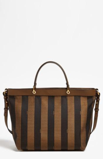 Fendi 'large Pequin' Logo Jacquard Tote -