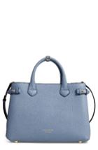 Burberry Medium Banner House Check Leather Tote - Blue