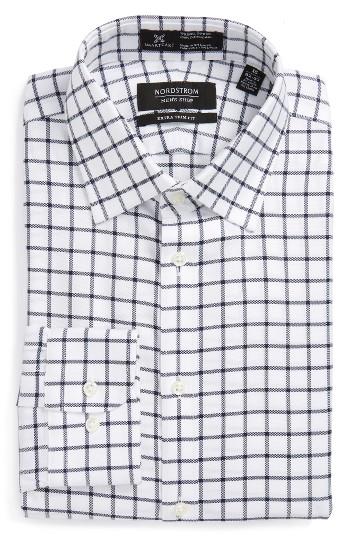 Men's Nordstrom Men's Shop Smartcare(tm) Extra Trim Fit Check Dress Shirt 32/33 - Blue