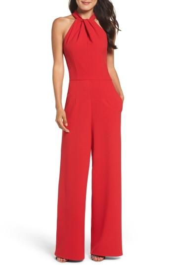 Women's Julia Jordan Halter Neck Jumpsuit - Red