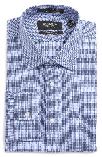 Men's Nordstrom Men's Shop Smartcare(tm) Traditional Fit Stripe Dress Shirt 32 - Blue