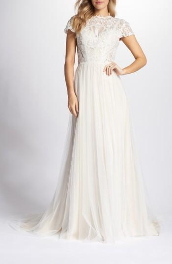 Women's Ti Adora By Allison Webb Lace & Tulle A-line Gown - Ivory